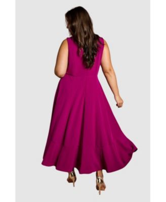 Women's Crepe Ruffle Midi Dress
