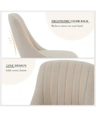 Dining Chairs Set of 4, Upholstered Fabric Chairs with Curved Back & Oak Legs