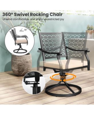 2 PCS Outdoor Swivel Chairs Patio Dining Chairs with Padded Cushions High Back