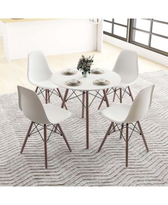 Dining Table Set Modern 5 PCS For 4 Round Dining Room Table Set with Solid Wood Leg