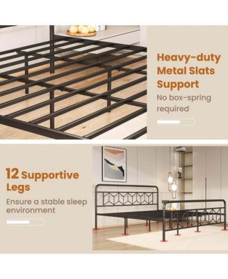 King Size Bed Frame Mattress Foundation with Headboard 12.5" Under-bed Storage