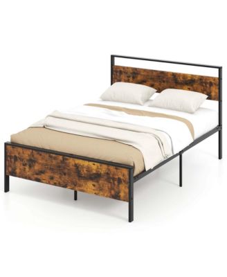 Bed Frame with Wooden Headboard and Footboard Under-Bed Storage