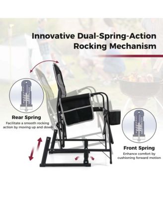 Outdoor Rocker Camping Chair for Adults with Dual Springs Padded Back
