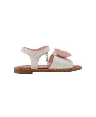 Little Girls Girl's  Fashion Sandals – Dressy Shoes with Puffy Bow Accent and Hanging Charm