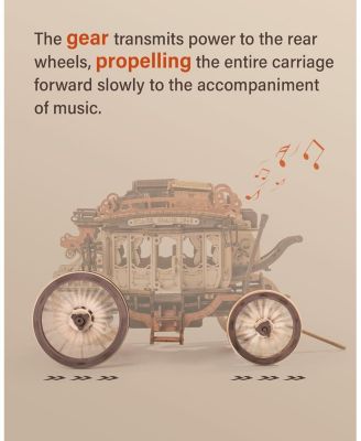 Stagecoach Wooden Music Box Puzzle Valentines Day Gift 3D Wood Puzzles for Adult, Mechanical 3D Model to Build, Birthday Anniversary Day Gift