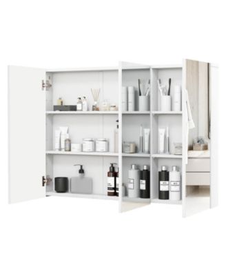 36" Wide Wall Mount Mirrored Bathroom Medicine Cabinet Organizer Mirror Door