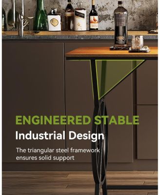 63" Bar Table, Long Counter Height Table, Modern Kitchen Bar Height Table with Footrest & Wheel-Shaped Legs