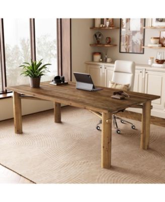 Solid Wood Home Office Desk, 62.99" Large Farmhouse Executive Desk, Computer Table for Office, Conference Room, Study Room