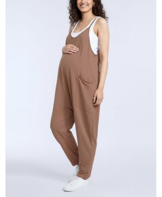 Maternity Motherhood Sleeveless Relaxed Fit Jumpsuit Motherhood