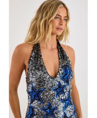 Women's Star Tassel Plunge Mini Dress