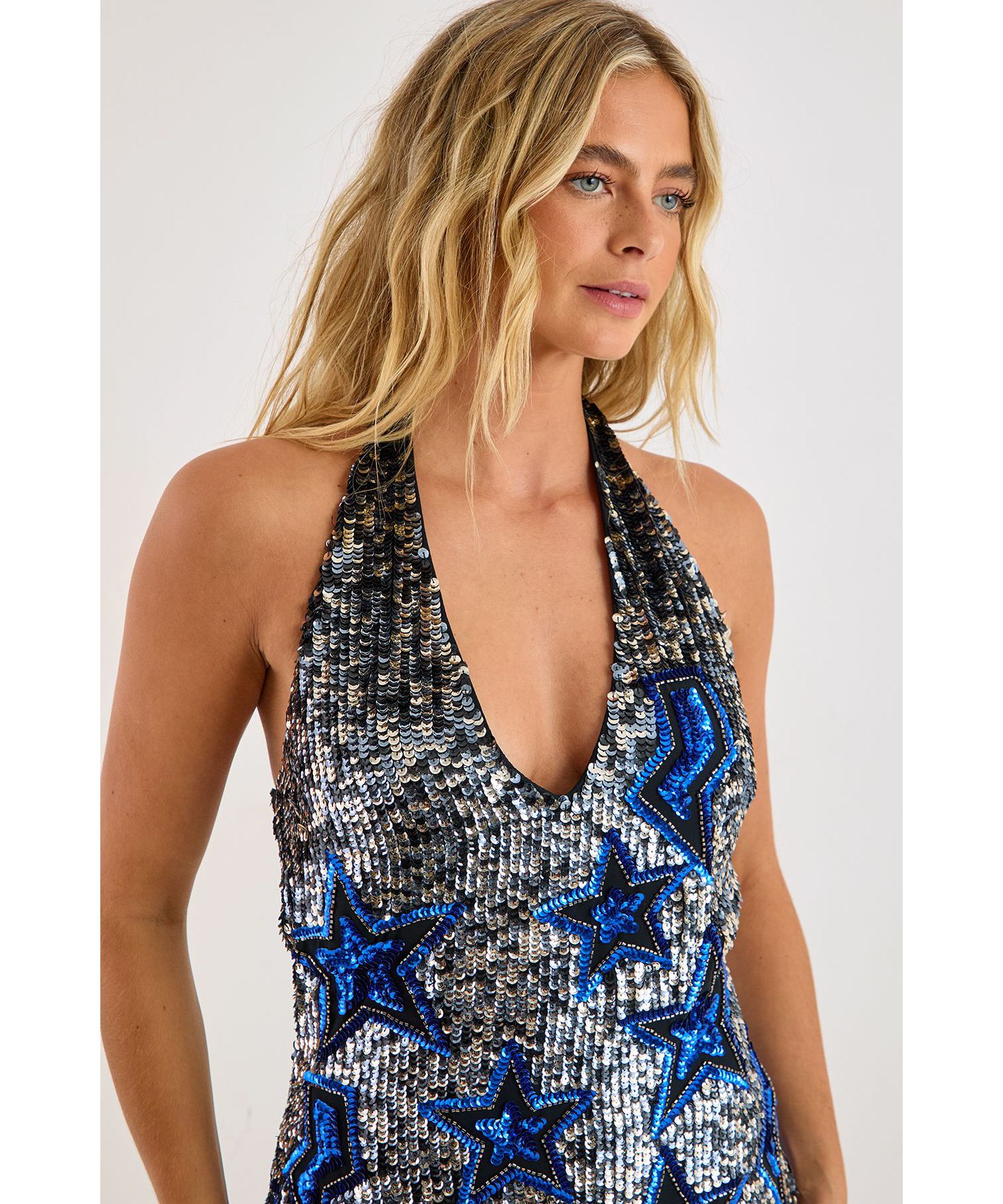 Women's Star Tassel Plunge Mini Dress