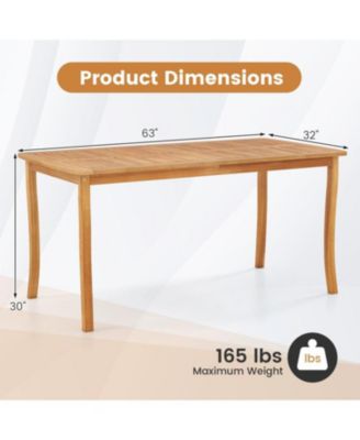 63-Inch Outdoor Dining Table with Umbrella Hole, Farmhouse Style