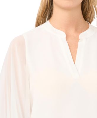 Women's Split-Neck Long-Sleeve Top