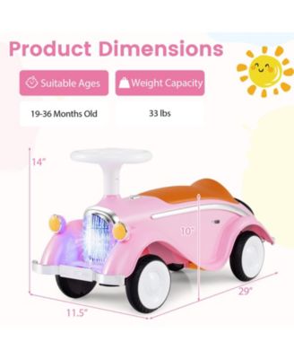 Toddler Ride On Toy Classic Sliding Car with Horn & LED Headlight