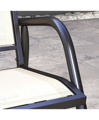 Porch Glider, Metal Frame Swing Glider Chair with Mesh Fabric, Curved Armrests, Steel Frame