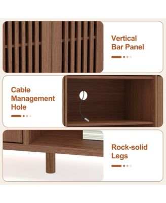 Large TV Stand with Set of 2 Bookcases, Farmhouse Entertainment Center for Television with Storage Cabinets