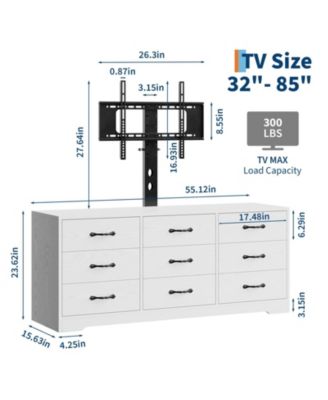 TV stand with mount, 9 drawer modern media console for TVs