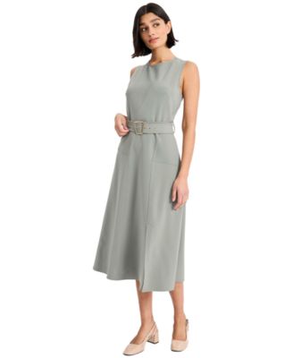 Women's Crewneck Sleeveless Flare Midi Dress