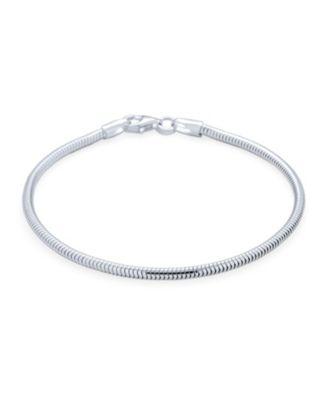 Unisex .925 Sterling Silver Snake Link Chain Bracelet Add Charms