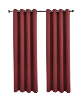 Burgundy Red 2 Piece Grommet Top Blackout Curtain Panels For Extra Long Windows