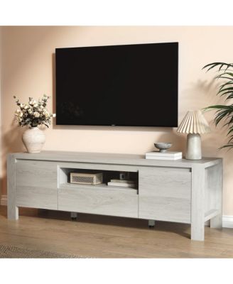 TV Stand with Cabinet Doors, Entertainment Center with Adjustable Shelves, Media Console with Cable Management