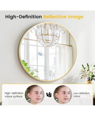 Mirror Wall Mounted, Metal Frame Mirror Dressing Make-Up Vanity Mirror, Anti-Rust, Tempered Glass for Bathroom, Entryway, Living Room, Hallway