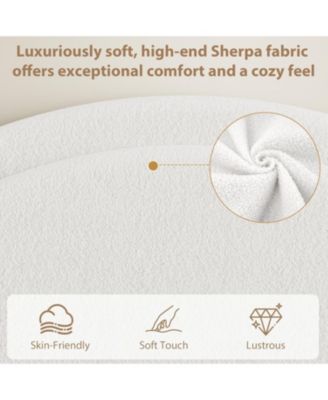 Full Bed Frame Storage Drawers Upholstered Boucle Platform Round Headboard Heavy Duty Noise-Free No Box Spring White