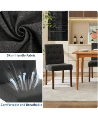 Parsons Button Tufted Dining Chairs Set of 4, Upholstered Fabric Chairs with Wood Legs