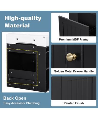 20" Bathroom Vanity with Ceramic Sink, Wall Mounted Storage Cabinet with Drawer & Side Shelf for Small Bathrooms