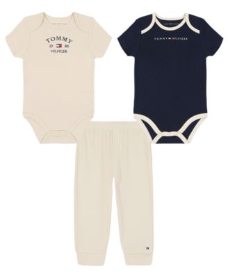 Baby Boys' Short-Sleeve Embroidered Bodysuit and Pants, 3-Piece Set