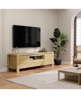 TV Stand with Cabinet Doors, Entertainment Center with Adjustable Shelves, Media Console with Cable Management