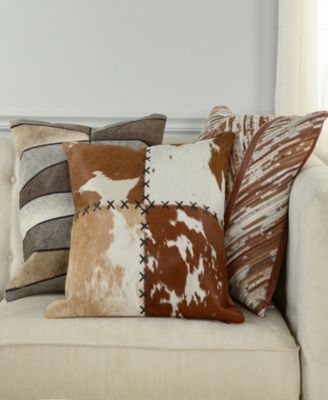 Judith Leather Cotton Decorative Pillow, 22" x 22"