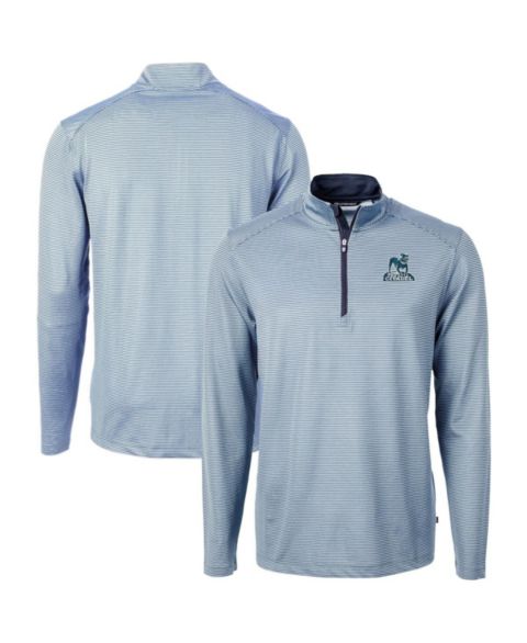 Мужской свитер Cutter & Buck Light Blue/Navy Citadel Bulldogs Vault Dry Tec Virtue Eco Pique Micro Stripe Quarter-Zip Pullover