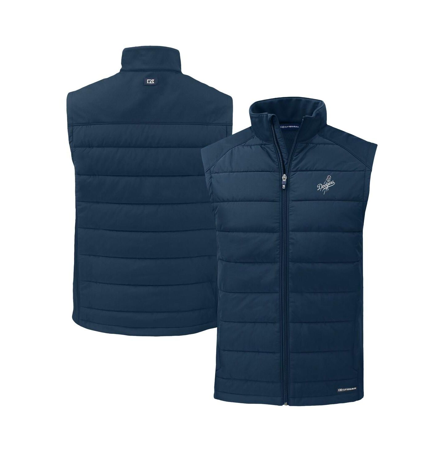 Мужской жилет Cutter & Buck Navy Los Angeles Dodgers Evoke Hybrid Eco Softshell Full-Zip Vest — фото 1