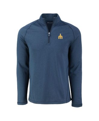 Men's Heather Navy Seattle Mariners Peshastin Eco Fleece Raglan Quarter-Zip