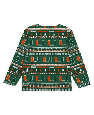 Baby Boys and Girls Green Miami Hurricanes Ugly Sweater & Pajama Set