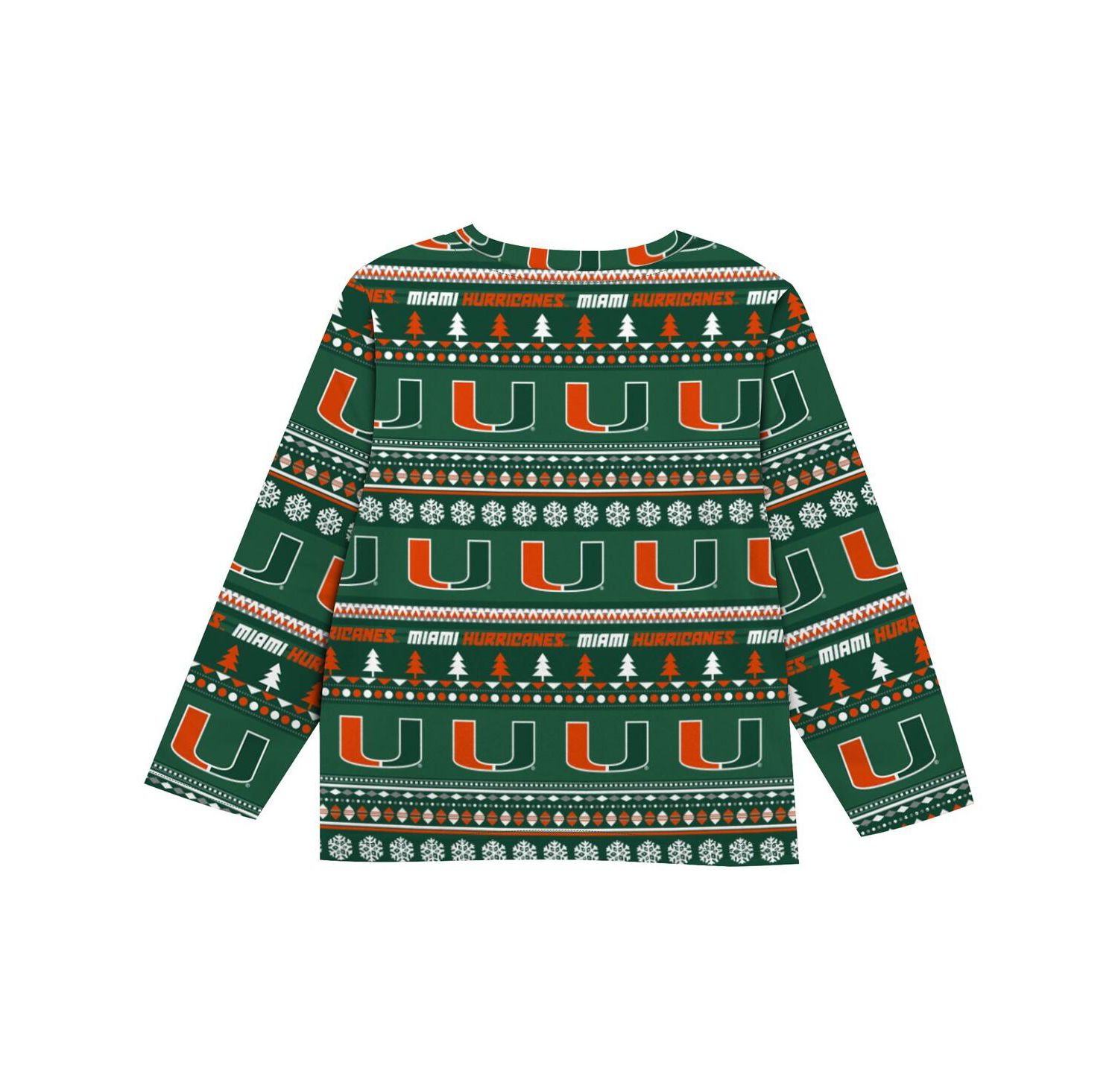 Baby Boys and Girls Green Miami Hurricanes Ugly Sweater & Pajama Set