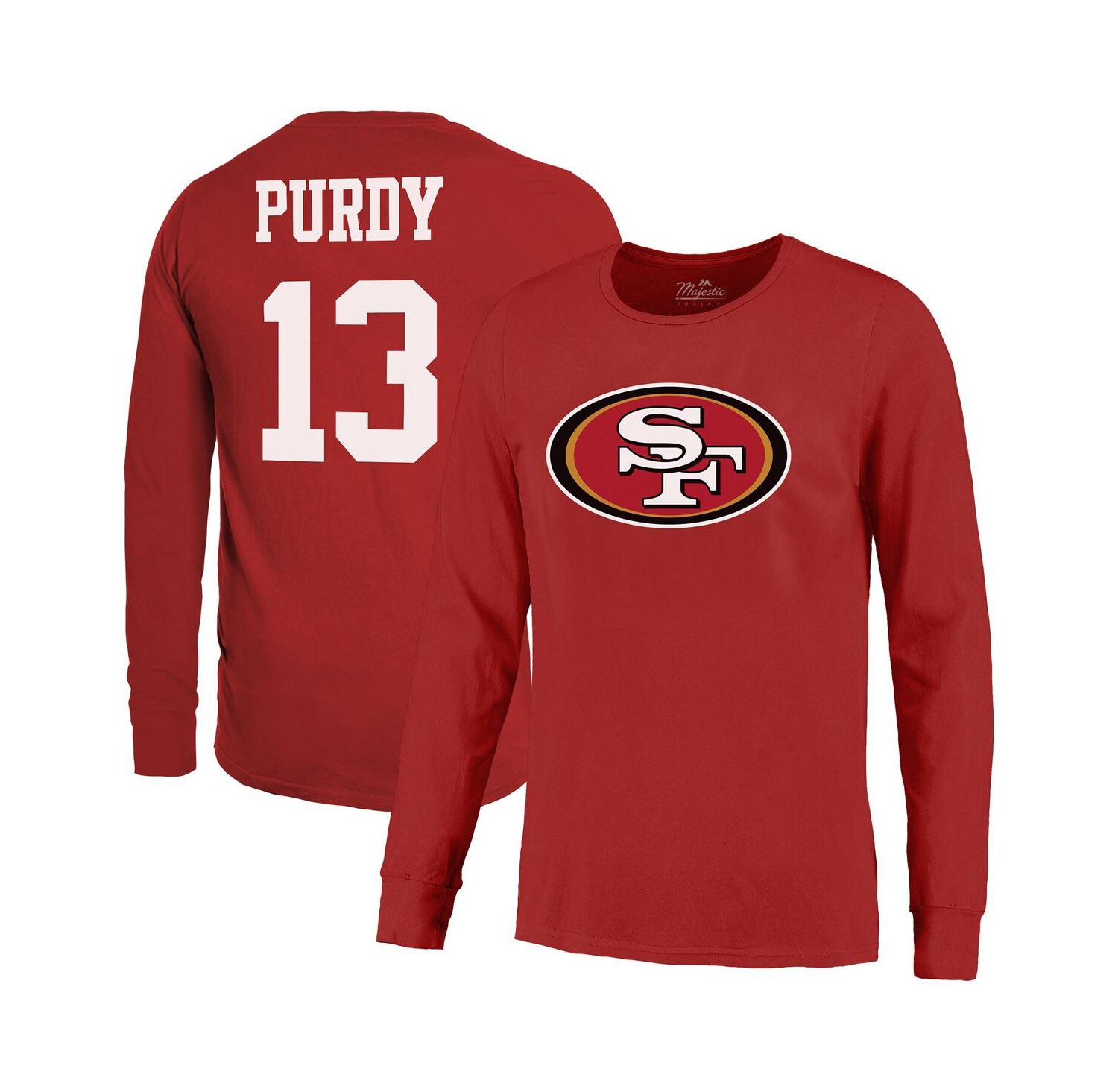 Men's Brock Purdy Scarlet San Francisco 49ers Name & Number Long Sleeve T-Shirt