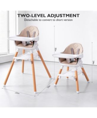 Convertible Baby High Chair with Adjustable Footrest and Detachable Tray