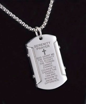 Men's Stainless Steel 22" Serenity Prayer Pendant Necklace