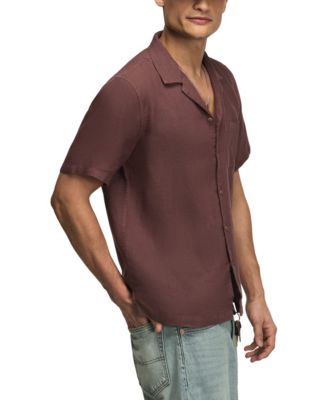 Men's Short-Sleeve Linen Camp-Collar Shirt