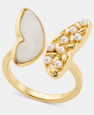 Mother-of-Pearl & Cubic Zirconia Butterfly Ring