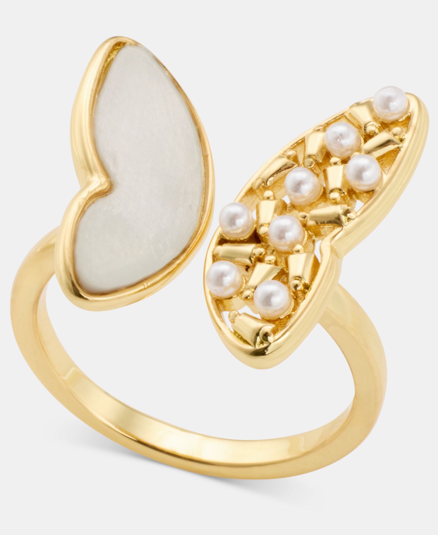 Mother-of-Pearl & Cubic Zirconia Butterfly Ring
