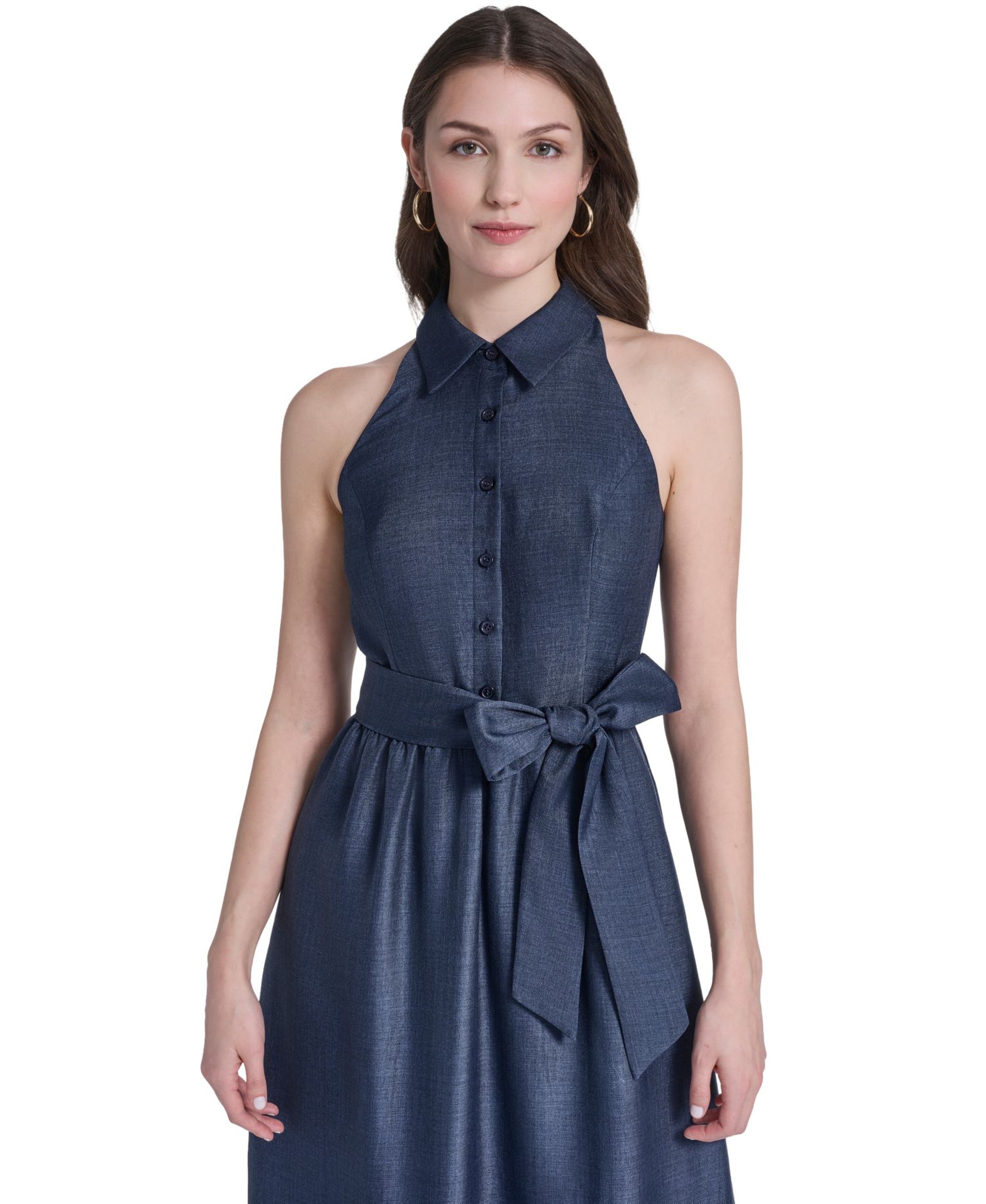 Petite Embroidered Midi Shirt-Dress