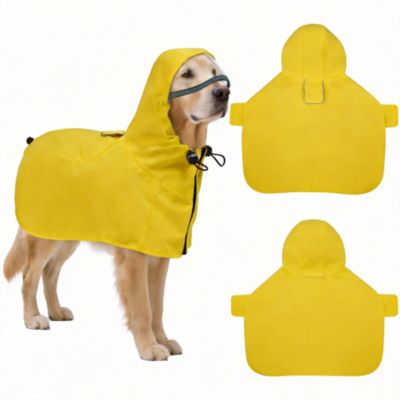 Waterproof Windproof Dog Rain Jacket with Hood for Active Breeds - Breathable Mesh Lining