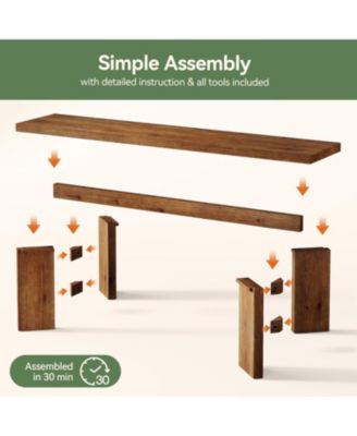 Solid Wood Bench, 62.99" Entryway Bench with Thickened Legs, Farmhouse Wooden Seating Benches