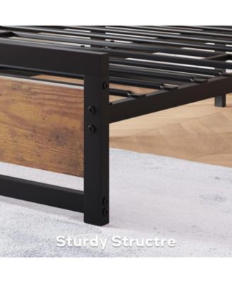 Bed Frame with Wood Headboard,  Heavy Duty Slat Support.