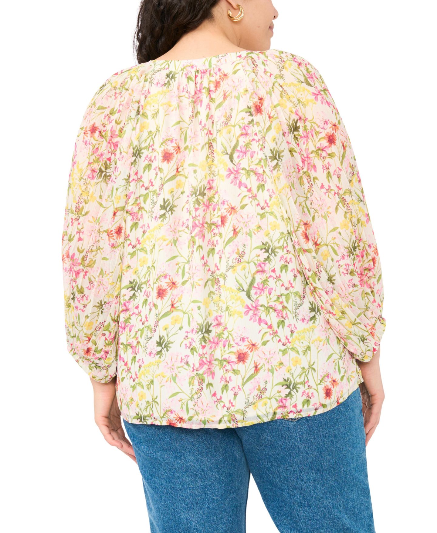 Женский топ Vince Camuto Plus Size V-Neck Top, цвет: Малиновый сорбет — фото 3