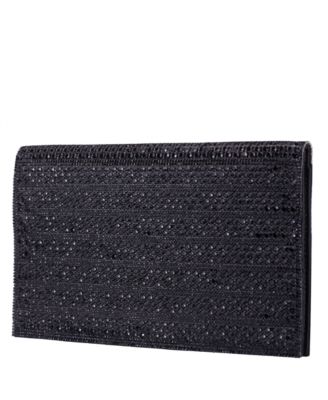 Crystal Embellished Flap Slim Magnetic Snap Clutch