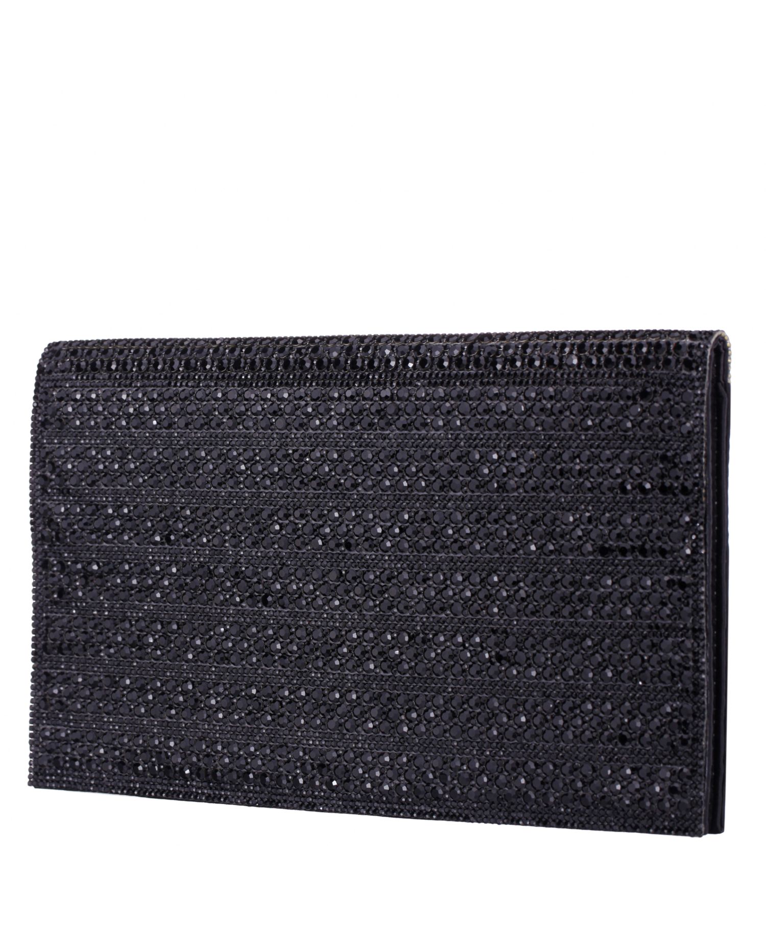 Crystal Embellished Flap Slim Magnetic Snap Clutch